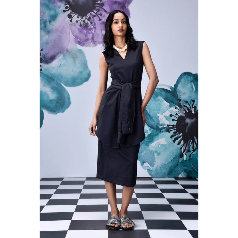 Genes Lecoanet Hemant Wool Deconstructed Semi Fit Dress- Black