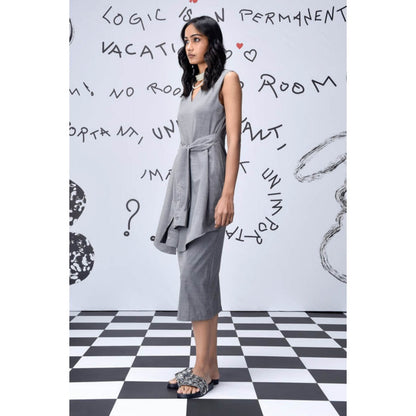Genes Lecoanet Hemant Wool Deconstructed Semi Fit Dress- Pearl Grey