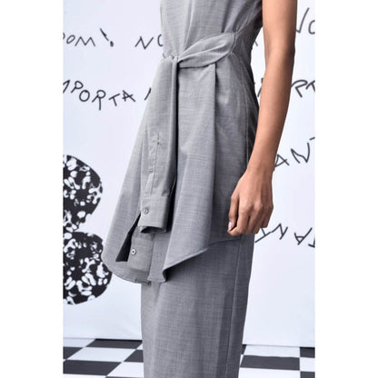 Genes Lecoanet Hemant Wool Deconstructed Semi Fit Dress- Pearl Grey