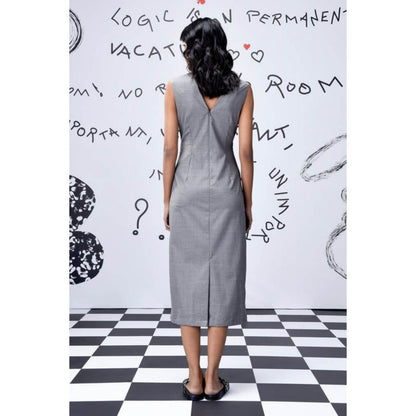 Genes Lecoanet Hemant Wool Deconstructed Semi Fit Dress- Pearl Grey