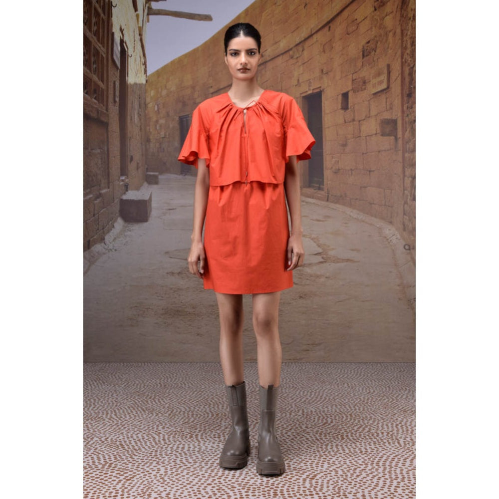 Genes Lecoanet Hemant Coquelicot Flounce Sleeve Dress