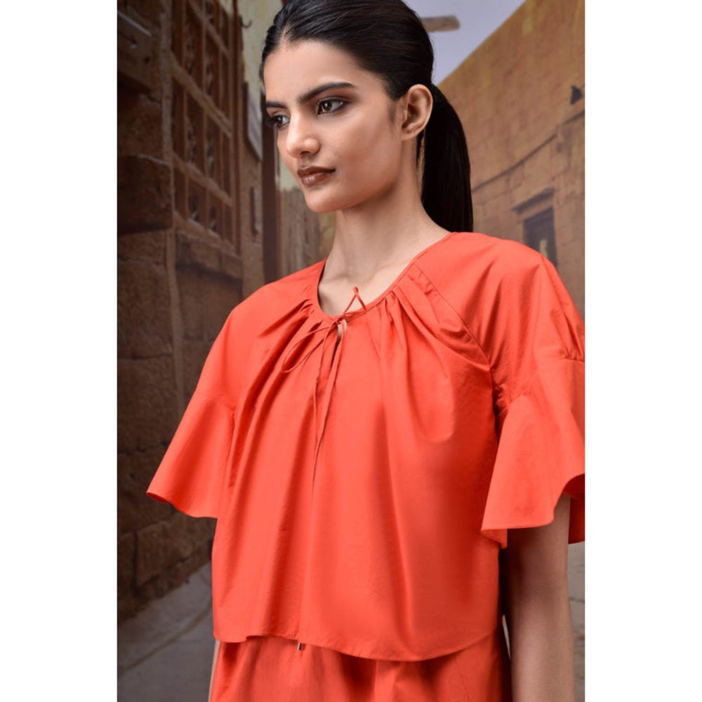 Genes Lecoanet Hemant Coquelicot Flounce Sleeve Dress