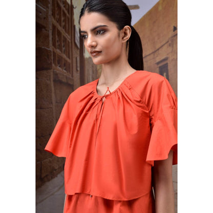Genes Lecoanet Hemant Coquelicot Flounce Sleeve Dress