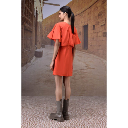 Genes Lecoanet Hemant Coquelicot Flounce Sleeve Dress