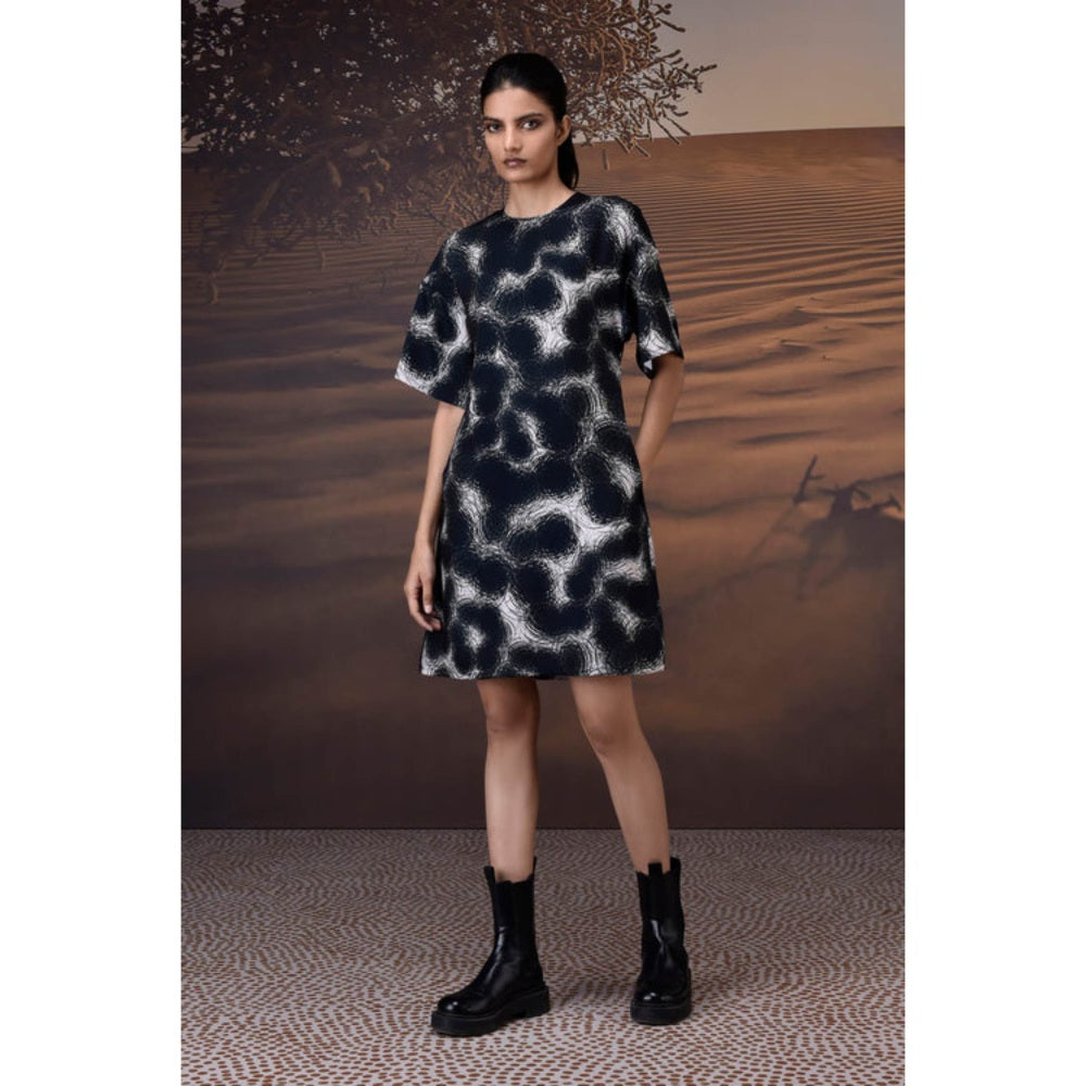 Genes Lecoanet Hemant Midnight Ripple Twill Crepe Dress