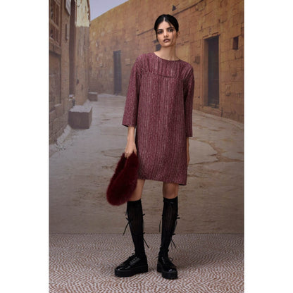 Genes Lecoanet Hemant Textured Cherry Lacquer Yoke Dress