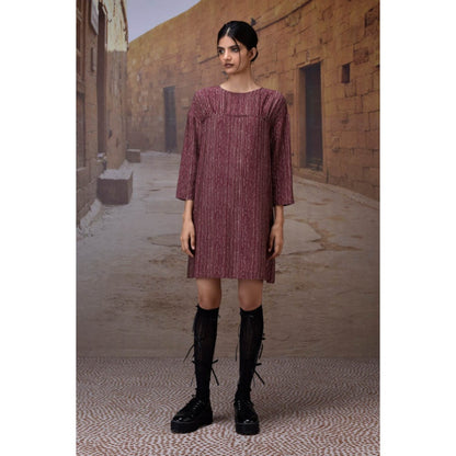 Genes Lecoanet Hemant Textured Cherry Lacquer Yoke Dress