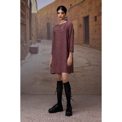 Genes Lecoanet Hemant Textured Cherry Lacquer Yoke Dress