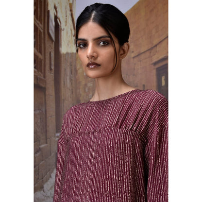 Genes Lecoanet Hemant Textured Cherry Lacquer Yoke Dress