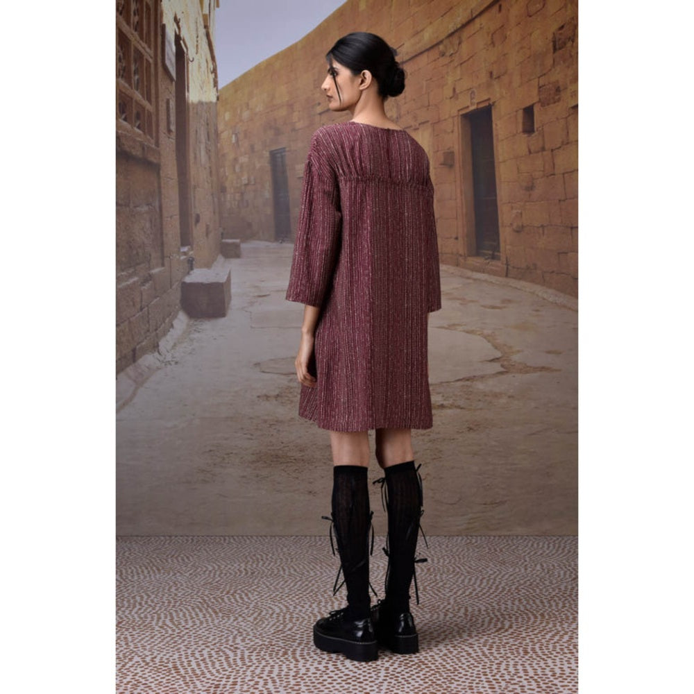 Genes Lecoanet Hemant Textured Cherry Lacquer Yoke Dress