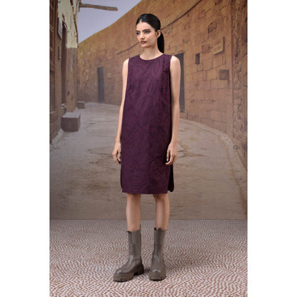 Genes Lecoanet Hemant Cherry Lacquer Embroidered Shift Dress