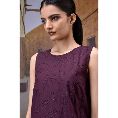 Genes Lecoanet Hemant Cherry Lacquer Embroidered Shift Dress