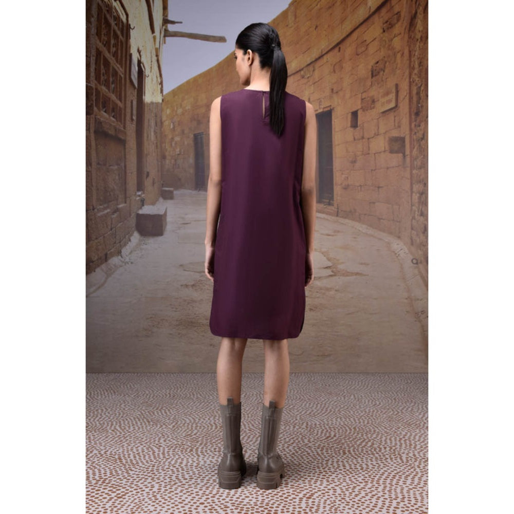 Genes Lecoanet Hemant Cherry Lacquer Embroidered Shift Dress