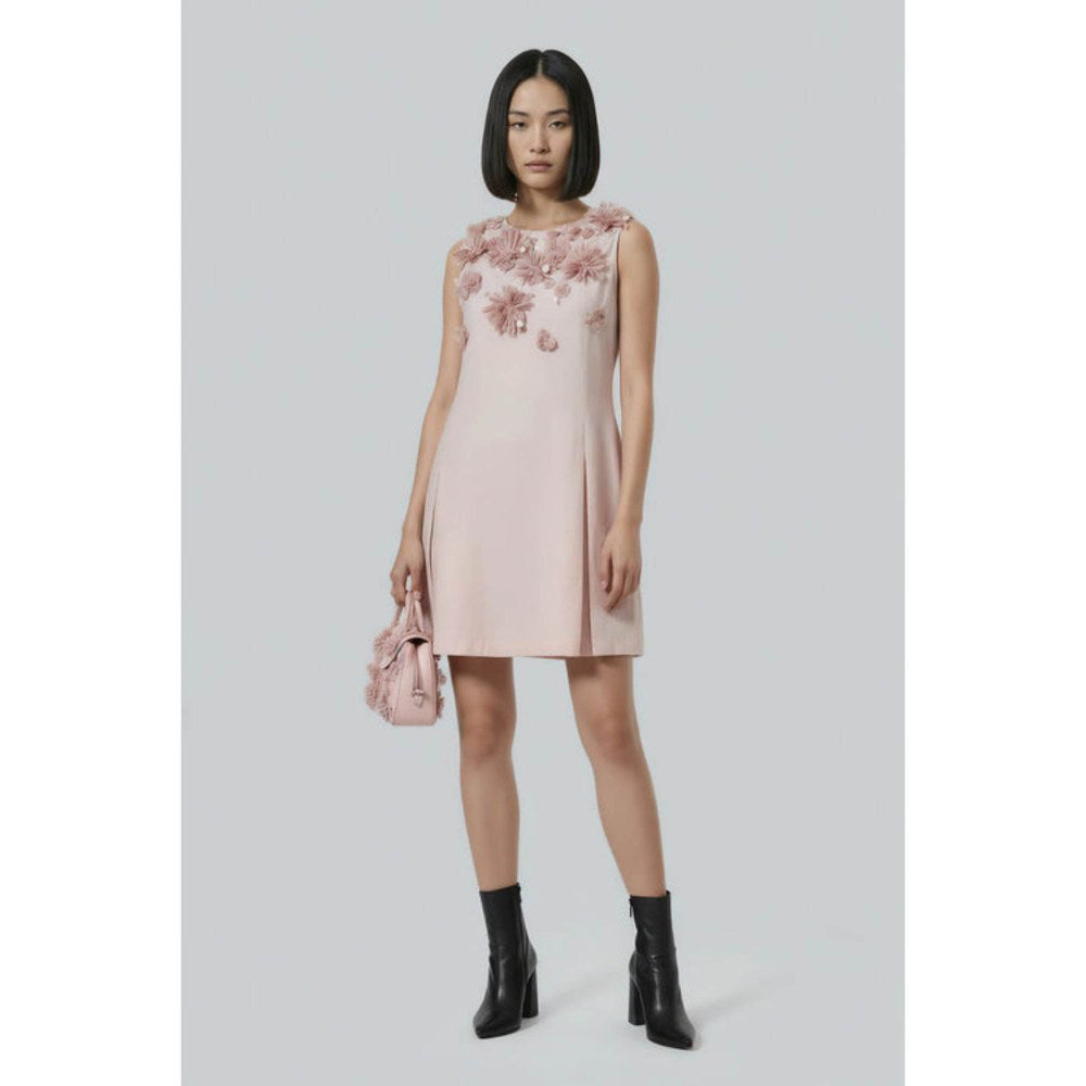Genes Lecoanet Hemant Rose Pink Embellished A-Line Dress