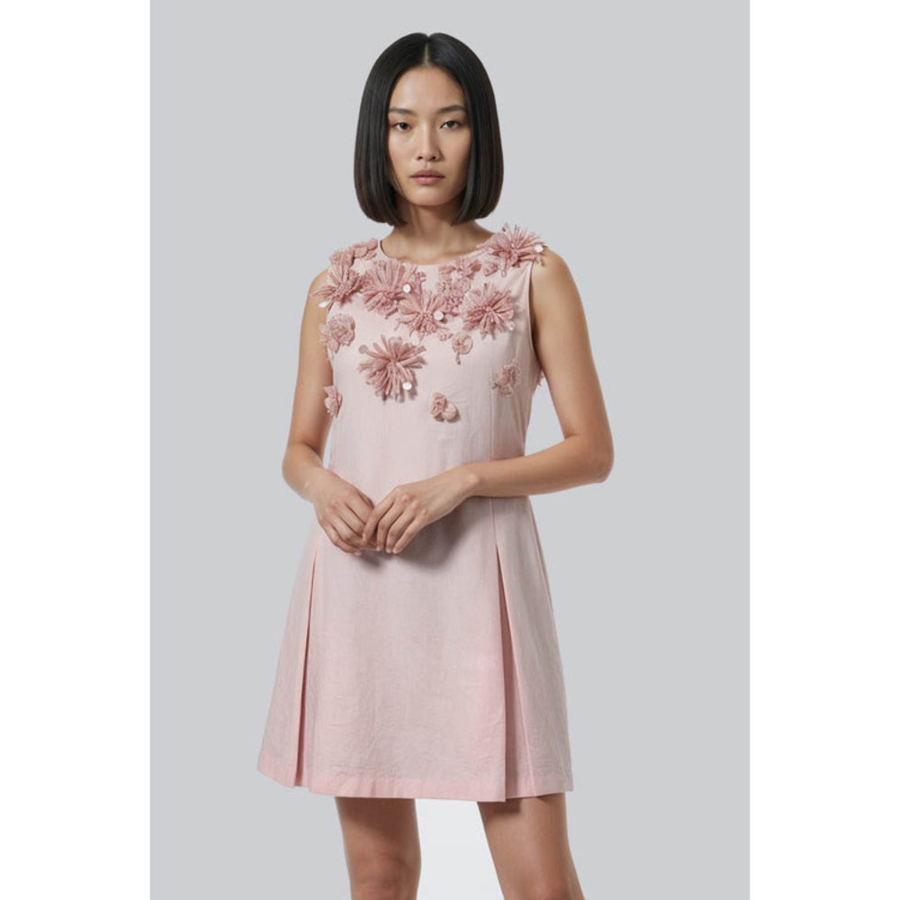 Genes Lecoanet Hemant Rose Pink Embellished A-Line Dress