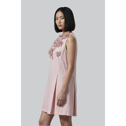 Genes Lecoanet Hemant Rose Pink Embellished A-Line Dress