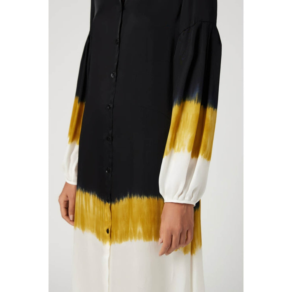 Genes Lecoanet Hemant Easy Fit Band Collar Shirt-Dress With Pleated Sleeves