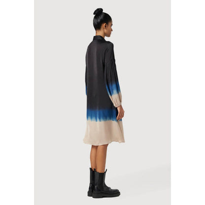 Genes Lecoanet Hemant Easy Fit Band Collar Shirt-Dress With Pleated Sleeves