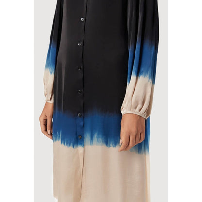 Genes Lecoanet Hemant Easy Fit Band Collar Shirt-Dress With Pleated Sleeves