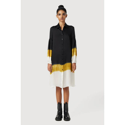 Genes Lecoanet Hemant Easy Fit Band Collar Shirt-Dress With Pleated Sleeves