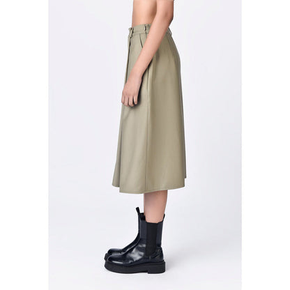 Genes Lecoanet Hemant Olive Wool Solid/Plain Midi Skirt