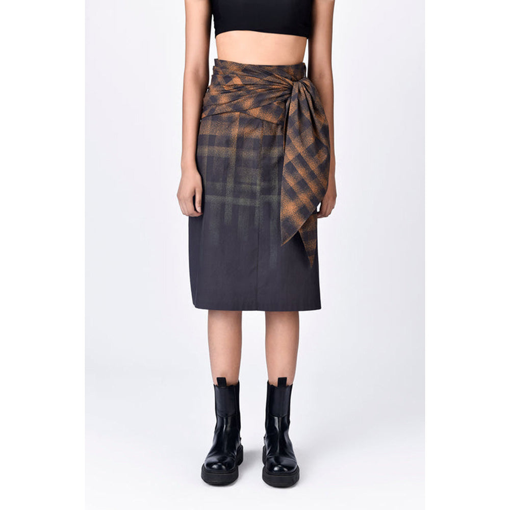 Genes Lecoanet Hemant Brown Cotton Poplin Abstract Midi Skirt