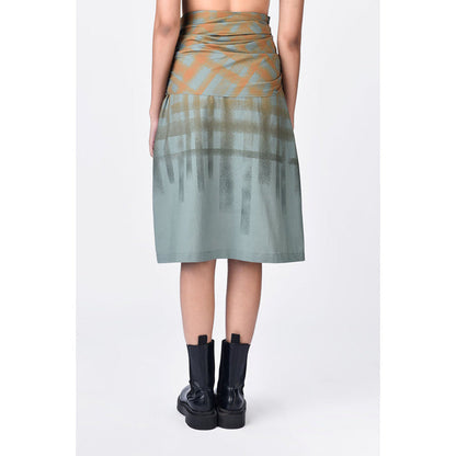Genes Lecoanet Hemant Multi-Color Cotton Poplin Abstract Midi Skirt