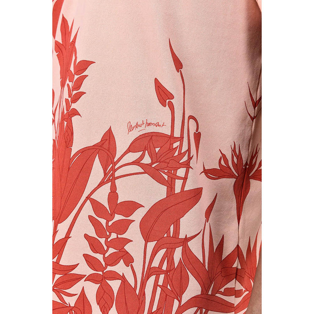 Genes Lecoanet Hemant Men's Regular Fit Polo T-Shirt With Tropical Print-Light Peach