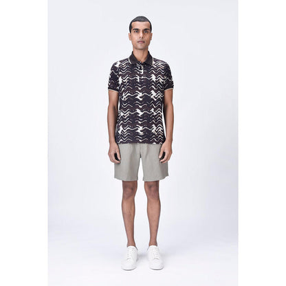 Genes Lecoanet Hemant Regular Fit Polo T-Shirt With Solar Wave Check Print