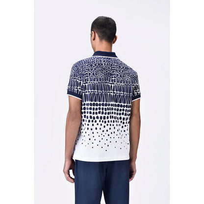 Genes Lecoanet Hemant Regular Fit Polo T-Shirt With Cell Degrade Print - Blue-Black