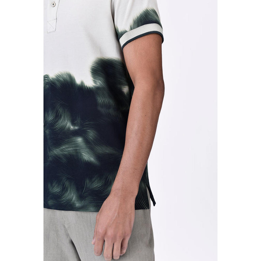 Genes Lecoanet Hemant Taupe-Green Uv Abstract Polo T-Shirt