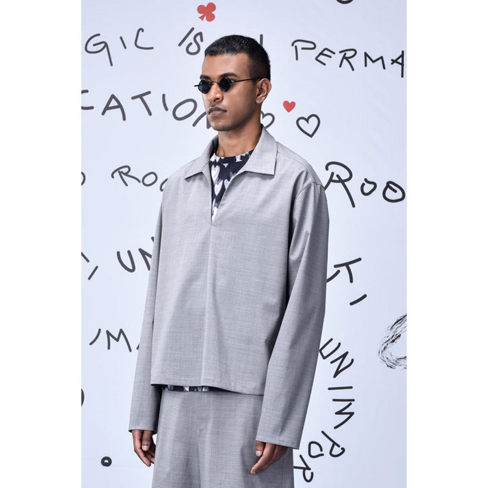 Genes Lecoanet Hemant Wool Relax Fit T-Shirt- Pearl Grey