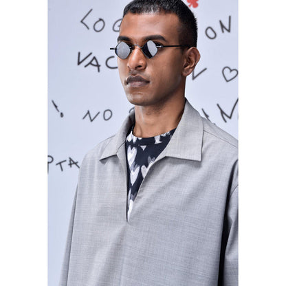 Genes Lecoanet Hemant Wool Relax Fit T-Shirt- Pearl Grey