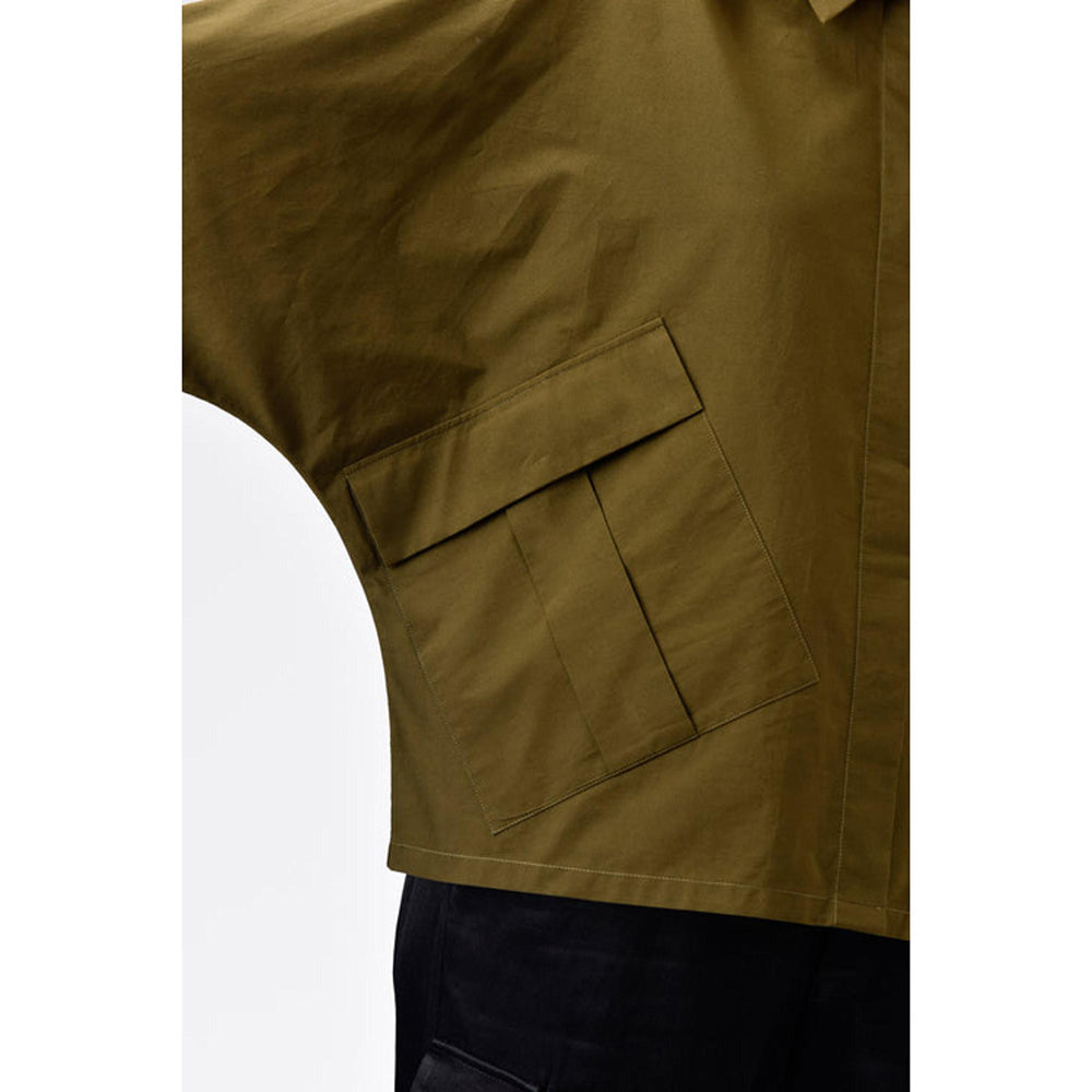 Genes Lecoanet Hemant Cotton Poplin Oversized Shirt With Batwing Sleeves Khaki