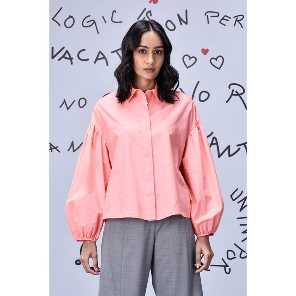 Genes Lecoanet Hemant Gather Heart Relax Fit Shirt- Coral Peach