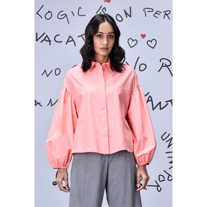Genes Lecoanet Hemant Gather Heart Relax Fit Shirt- Coral Peach