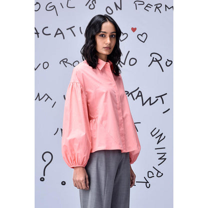 Genes Lecoanet Hemant Gather Heart Relax Fit Shirt- Coral Peach