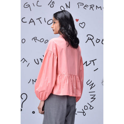 Genes Lecoanet Hemant Gather Heart Relax Fit Shirt- Coral Peach