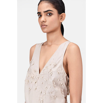 Genes Lecoanet Hemant A-Line Top With Floral Applique