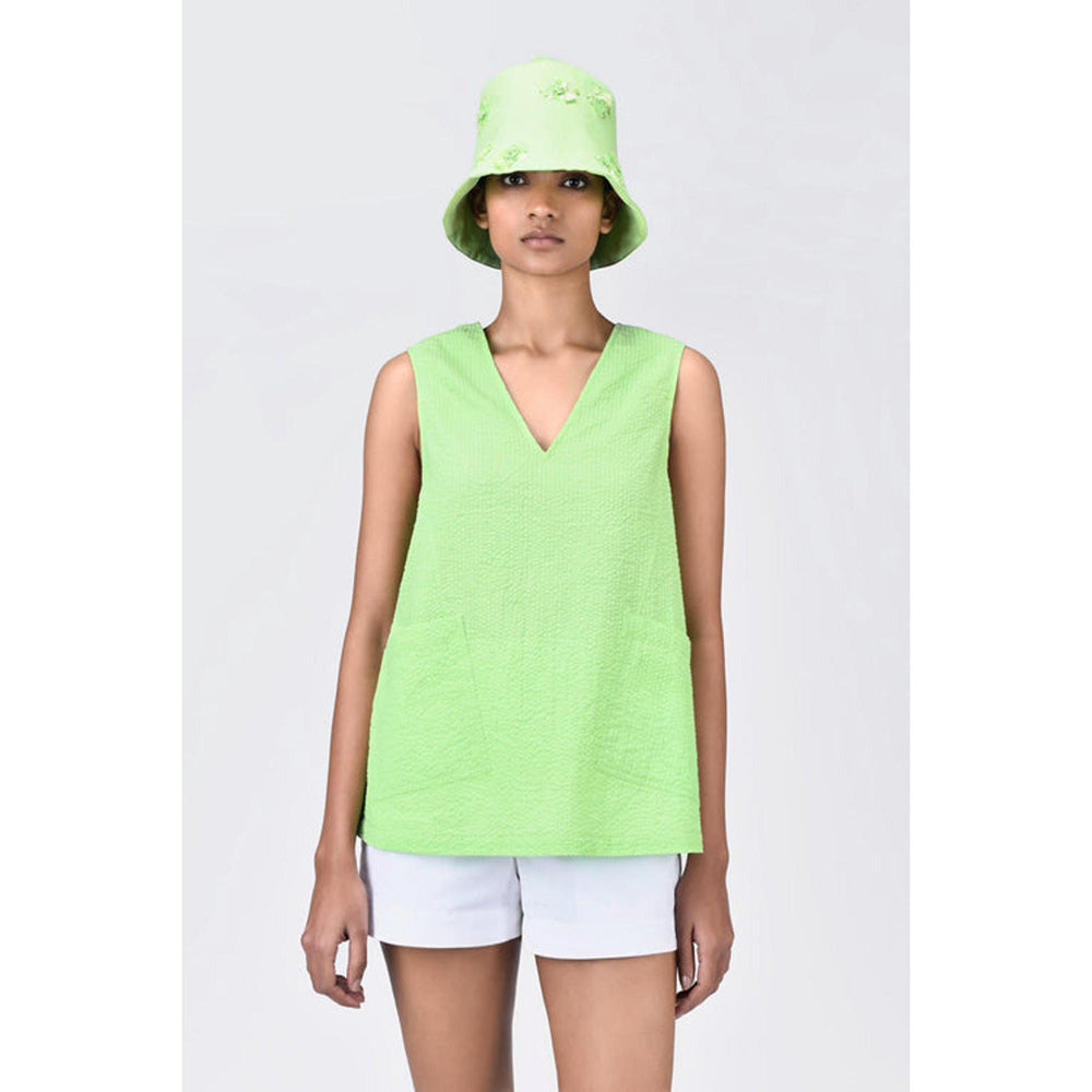 Genes Lecoanet Hemant A-Line Sleeveless Top With V-Neck-Black