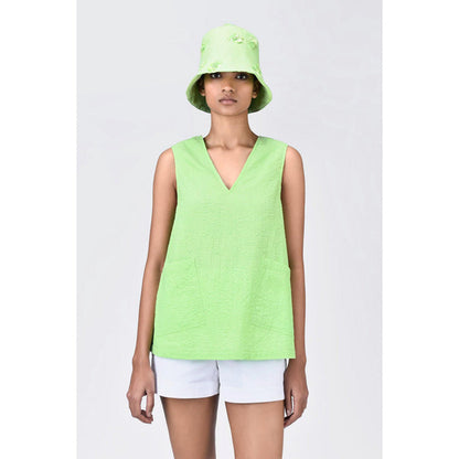 Genes Lecoanet Hemant A-Line Sleeveless Top With V-Neck-Black