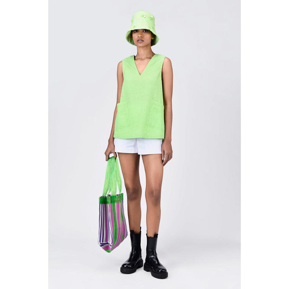 Genes Lecoanet Hemant A-Line Sleeveless Top With V-Neck-Black