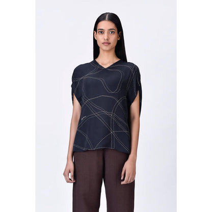 Genes Lecoanet Hemant Women'S Black Viscose Satin Top