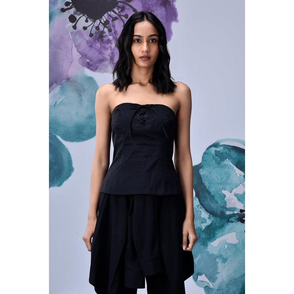 Genes Lecoanet Hemant Cotton Lace Up Corset- Black