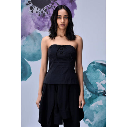Genes Lecoanet Hemant Cotton Lace Up Corset- Black