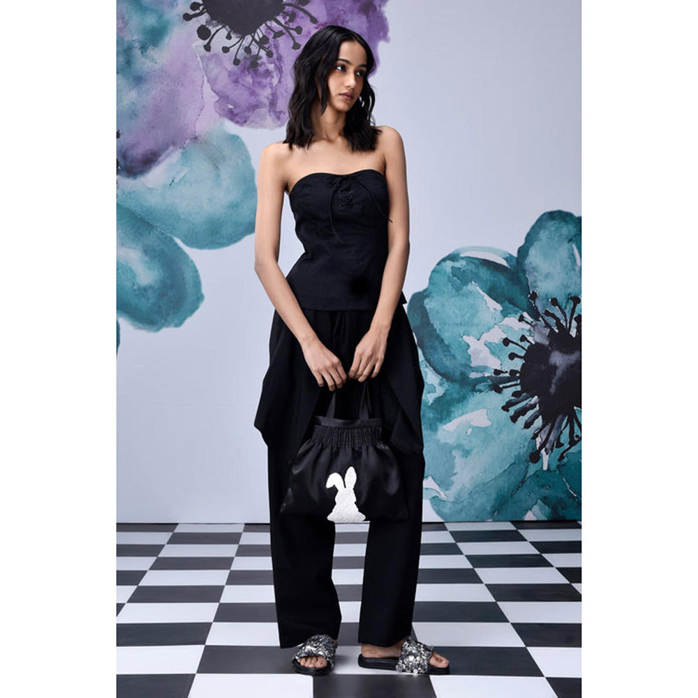 Genes Lecoanet Hemant Cotton Lace Up Corset- Black