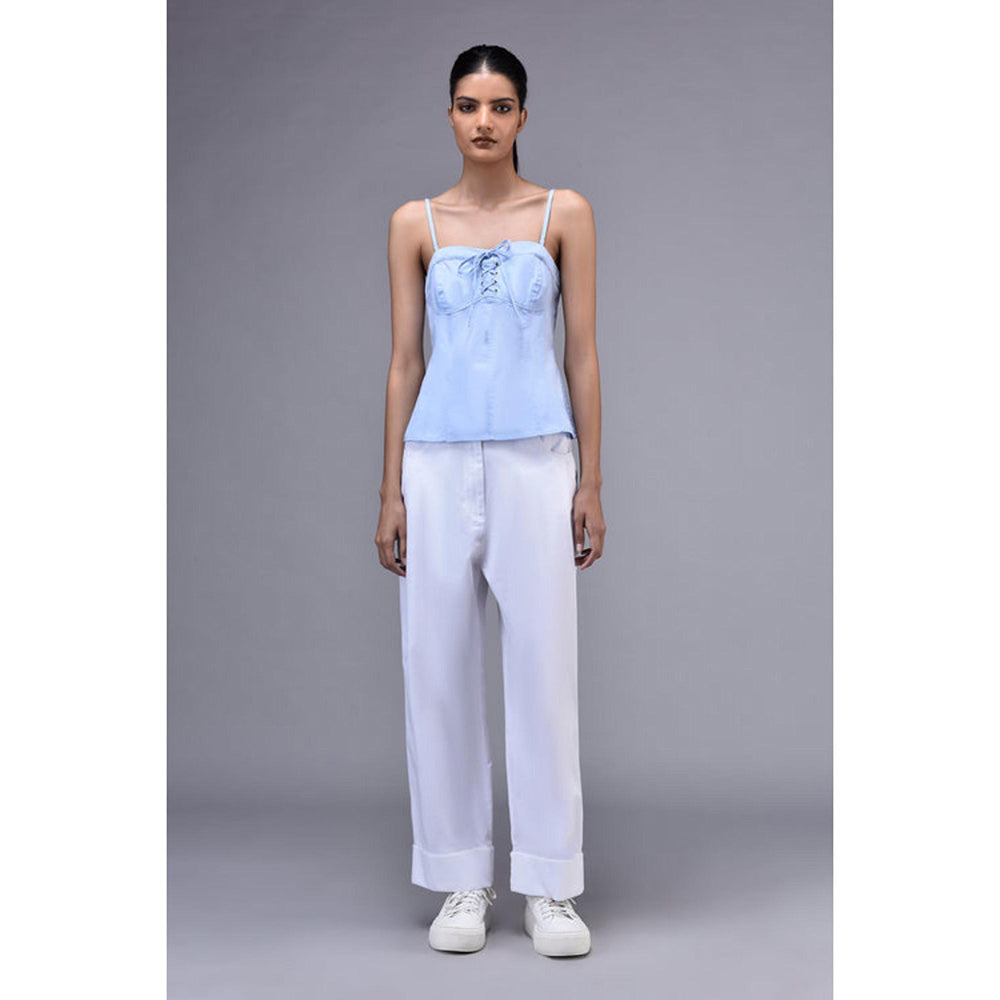 Genes Lecoanet Hemant Cotton Lace Up Corset- Light Blue