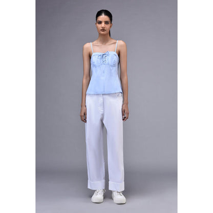 Genes Lecoanet Hemant Cotton Lace Up Corset- Light Blue