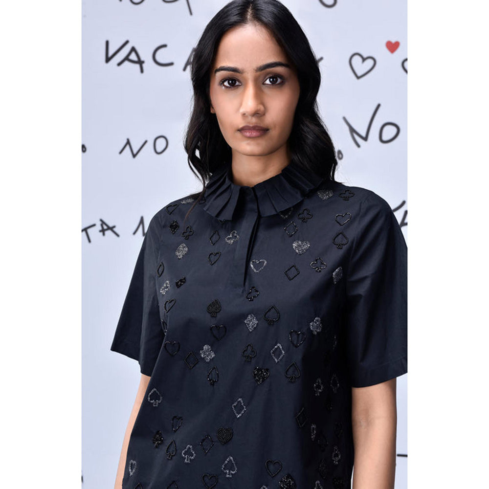 Genes Lecoanet Hemant Card Beard Embroidery Regular Fit Top - Black