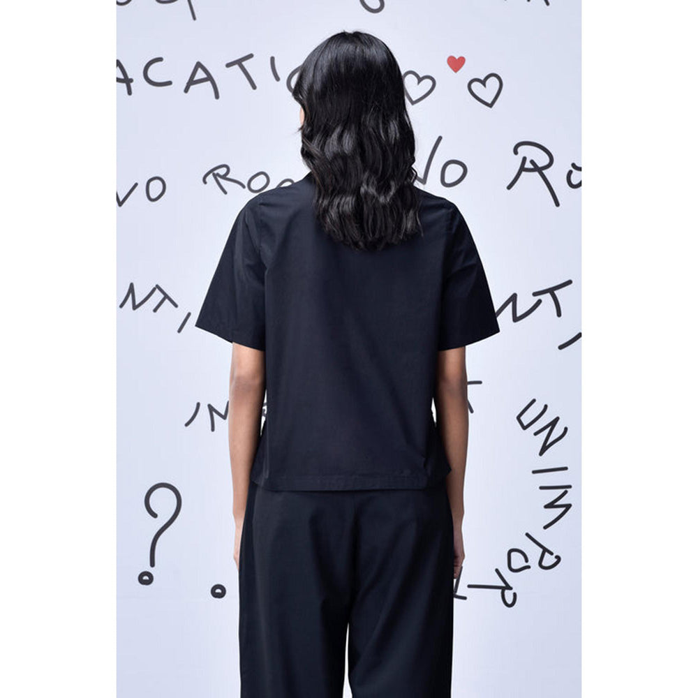 Genes Lecoanet Hemant Card Beard Embroidery Regular Fit Top - Black